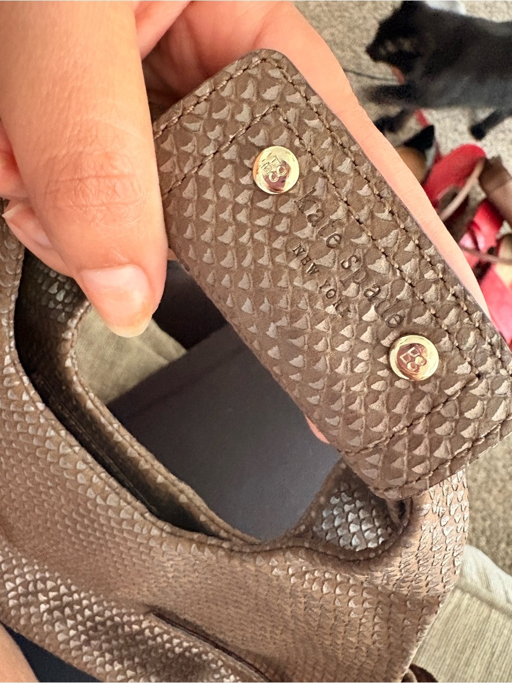 kate spade Taupe Woven-Texture Hobo Bag - Picture 3 of 5